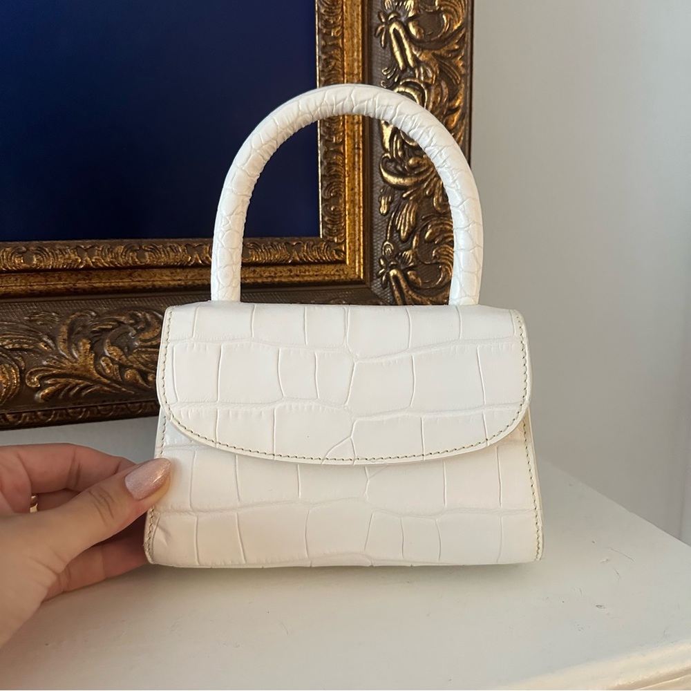 By Far Mini Croc-Embossed Top Handle Bag